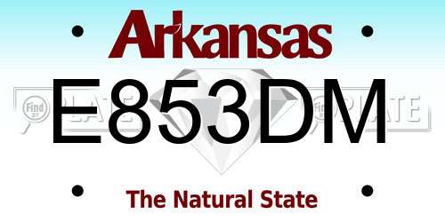 E853DM Arkansas License Plate