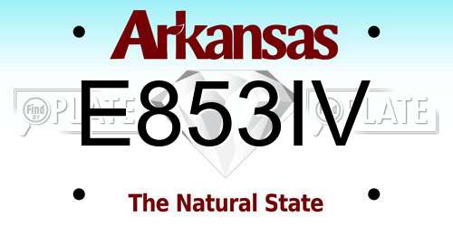 E853IV Arkansas License Plate
