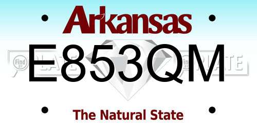E853QM Arkansas License Plate