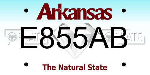 E855AB Arkansas License Plate