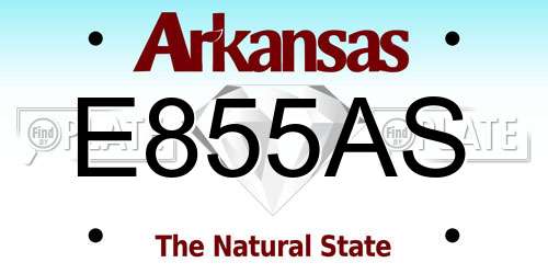 E855AS Arkansas License Plate