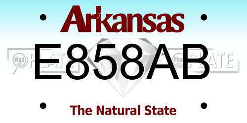 E858AB Arkansas License Plate