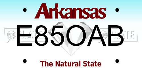 E85OAB Arkansas License Plate