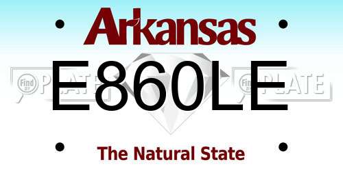 E860LE Arkansas License Plate