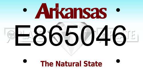 E865046 Arkansas License Plate