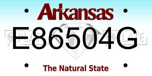 E86504G Arkansas License Plate