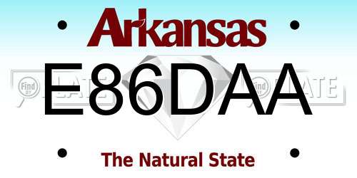 E86DAA Arkansas License Plate