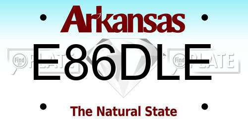 E86DLE Arkansas License Plate