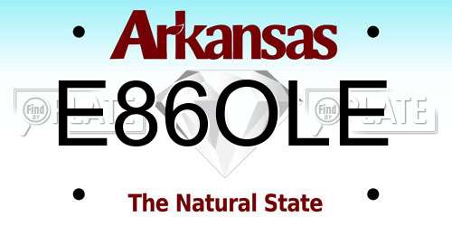 E86OLE Arkansas License Plate