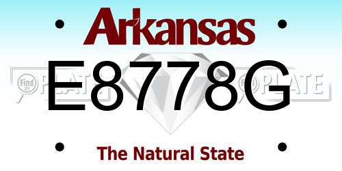 E8778G Arkansas License Plate