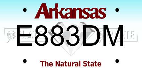 E883DM Arkansas License Plate