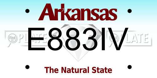 E883IV Arkansas License Plate