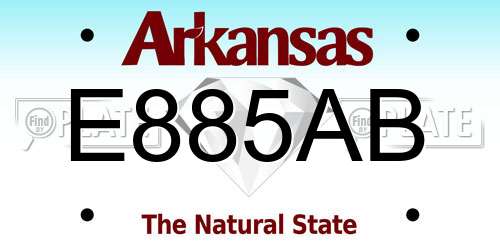 E885AB Arkansas License Plate