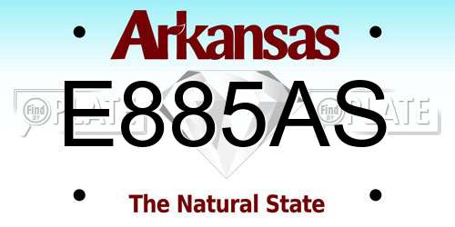 E885AS Arkansas License Plate