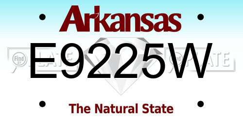 E9225W Arkansas License Plate