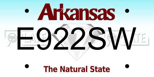 E922SW Arkansas License Plate