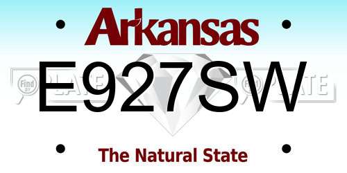 E927SW Arkansas License Plate