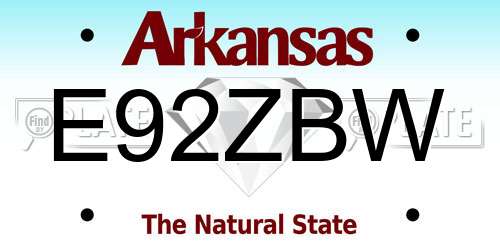 E92ZBW Arkansas License Plate