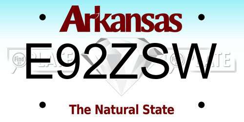 E92ZSW Arkansas License Plate