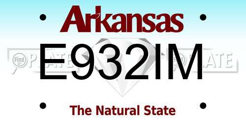 E932IM Arkansas License Plate