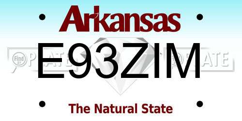 E93ZIM Arkansas License Plate