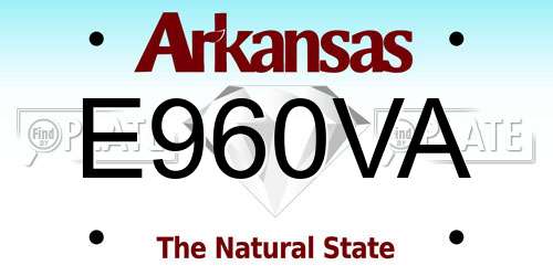 E960VA Arkansas License Plate