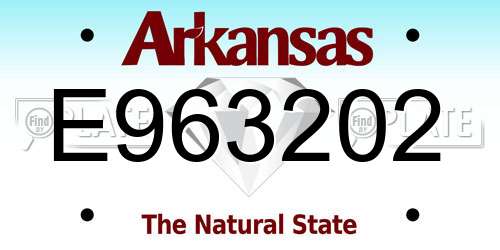 E963202 Arkansas License Plate