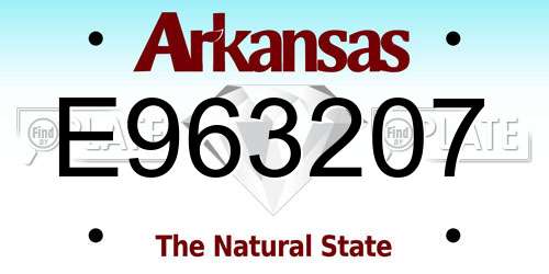 E963207 Arkansas License Plate
