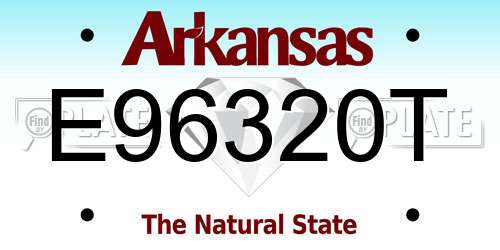 E96320T Arkansas License Plate