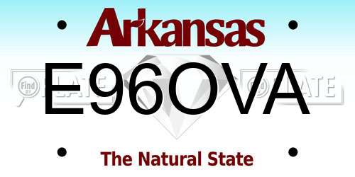 E96OVA Arkansas License Plate
