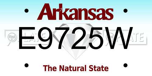 E9725W Arkansas License Plate