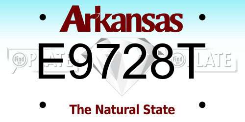E9728T Arkansas License Plate