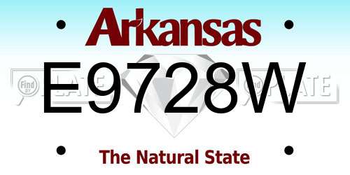 E9728W Arkansas License Plate