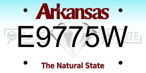 E9775W Arkansas License Plate