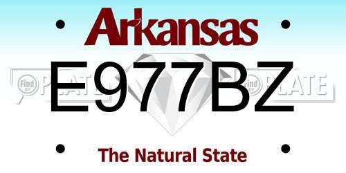 E977BZ Arkansas License Plate