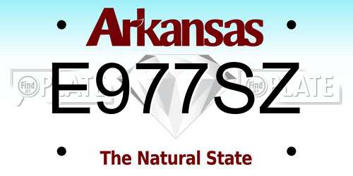 E977SZ Arkansas License Plate