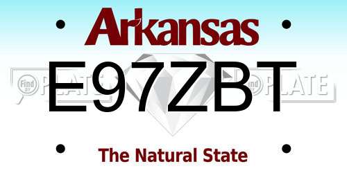 E97ZBT Arkansas License Plate