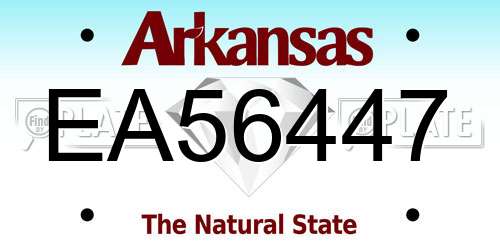 EA56447 Arkansas License Plate