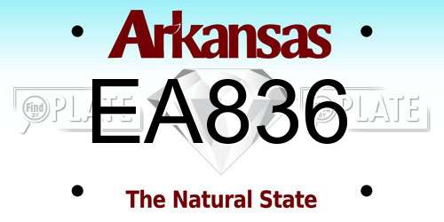 EA836 Arkansas License Plate