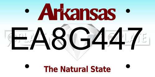 EA8G447 Arkansas License Plate
