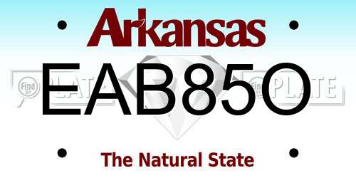 EAB85O Arkansas License Plate