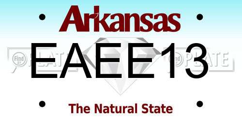 EAEE13 Arkansas License Plate