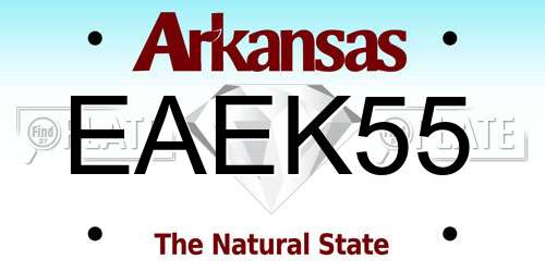 EAEK55 Arkansas License Plate