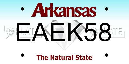 EAEK58 Arkansas License Plate