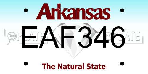 EAF346 Arkansas License Plate