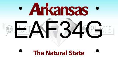 EAF34G Arkansas License Plate