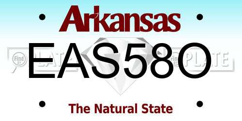 EAS58O Arkansas License Plate