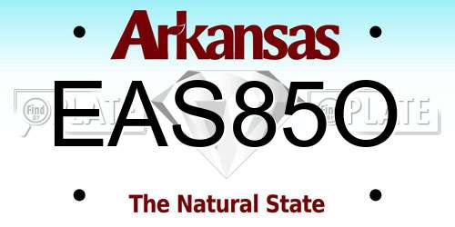 EAS85O Arkansas License Plate