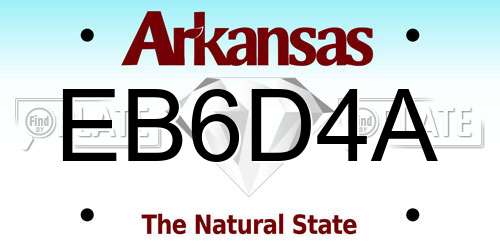 EB6D4A Arkansas License Plate