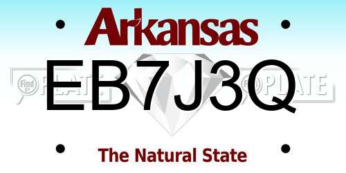 EB7J3Q Arkansas License Plate